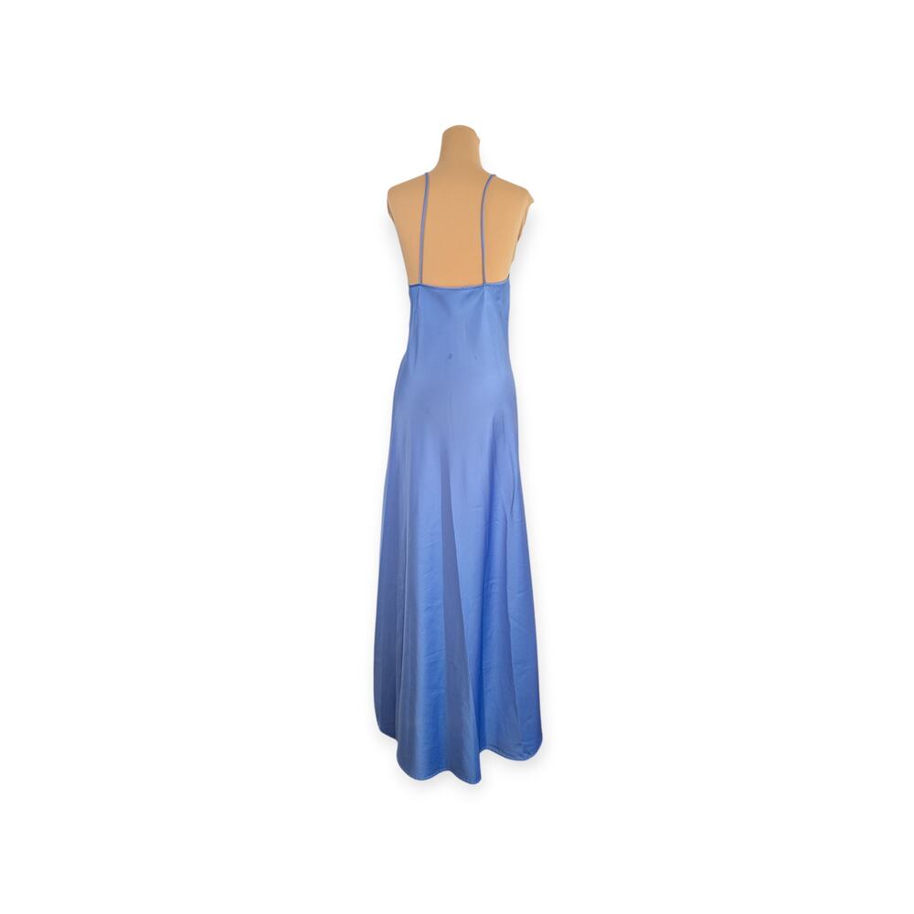 Vintage 70s 80s Natori Blue Satin Slip dress Nightdress - Picture 8 of 9